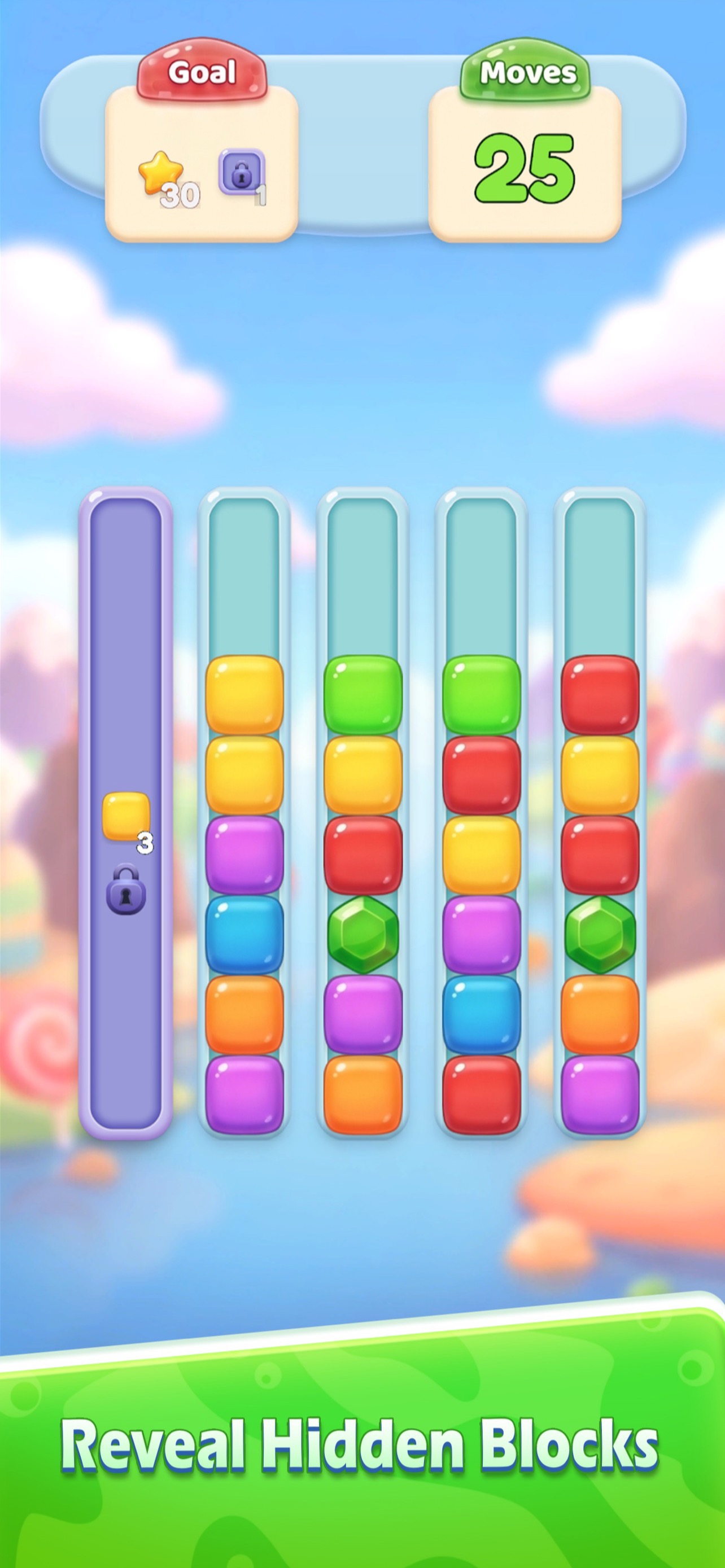 Gameplay board showing hidden blocks